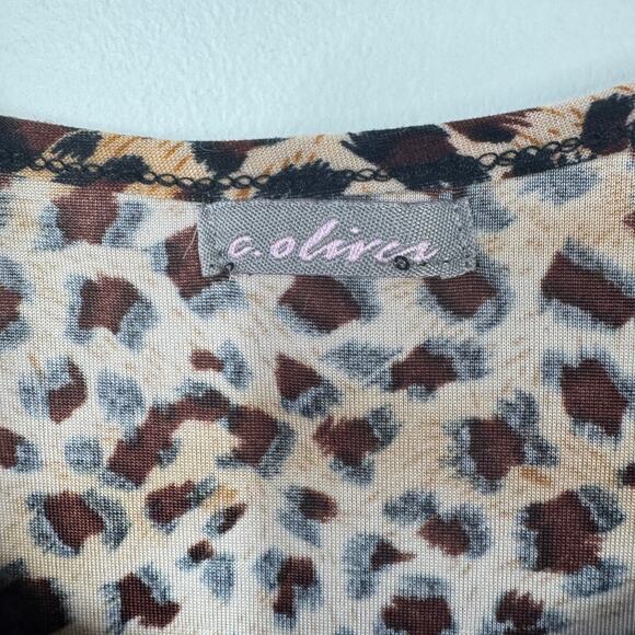 C. OLIVER Women S ANIMAL SILVER BEADED EMBELLISHED COLD SHOULDER CUT OUT TOP Y2K - Picture 6 of 8